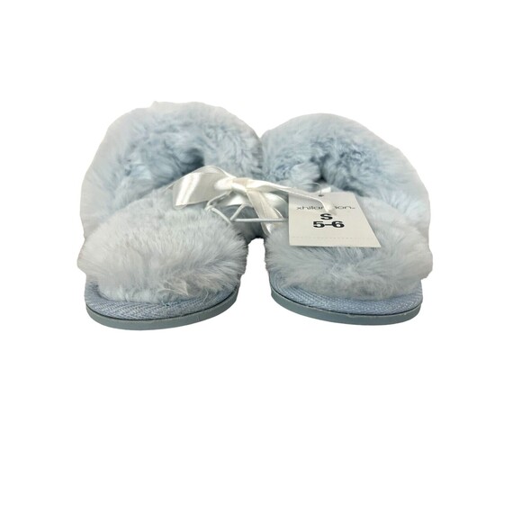 Xhilaration Women's Blue Faux Fur Capri Slide Scuff Slippers Size S (5-6) NWT - Picture 3 of 7